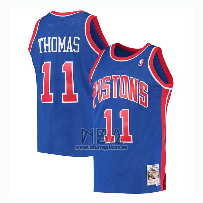 Camiseta Detroit Pistons Isaiah Thomas NO 11 Mitchell & Ness 1988-89 Azul